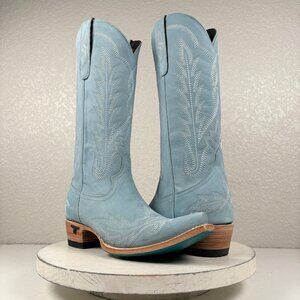 Lane LEXINGTON Powder Blue Cowboy Boots Womens 7 Leather Western Snip Toe Tall